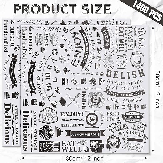1400 Pcs 12 x 12 Inch Deli Wax Paper Sheets Grease Resistant Tray Basket Liners Newsprint Paper Water and Grease Proof Sandwich Wrapping Square Hot Dog Wrappers for Food Baking (White)