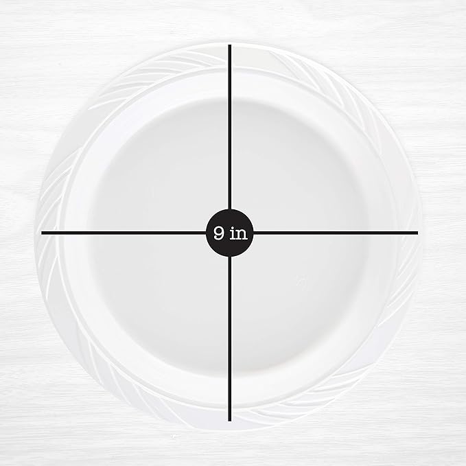 PLASTICPRO 200 Count Disposable 9 Inch White Plastic Dinner Plates large