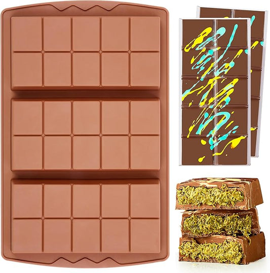 1 Pc Chocolate Bar Mold Deep Large Chocolate Molds Silicone Break Apart Thick Silicone Molds for Candy Bar (10 Snap）