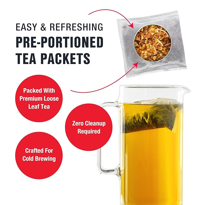 Tiesta Tea - 6-Pack Cold Brew Variety, Loose Leaf, Medium to Non-Caffeinated, Assorted Tea Sample Set, Cold Brew Packets, Each Makes a 64oz Pitcher (Pack of 6)