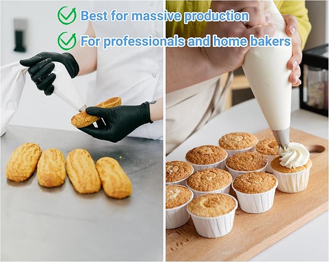 19 Inch Extra Large Piping Bags 100 Pack - Disposable Pastry Bags - Thick Anti-Burst Pastry Icing Frosting Piping Bags For Decorating Cupcakes Cakes Cookies (Extra Large 19 Inch-100 Pack)