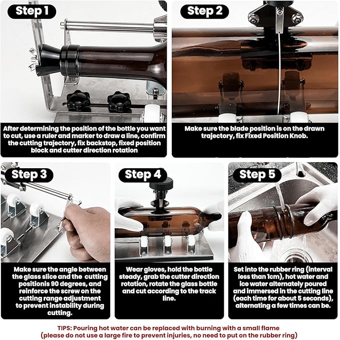 SZXDG Glass Bottle Cutter, 2025 Upgraded Glass Cutter and Glass Cutters Tools Kit for Wine, Beer, Whiskey, Rum, Vodka, Liquor, DIY Glass Bottle Cutter Kit, Glass Cutting Tool Craft Kit