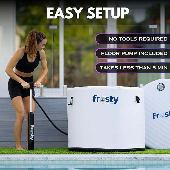 Ice Pod Pro Cold Plunge - Inflatable Ice Tub for Cold Water Therapy - Pro Grade Cold Plunge with Water Chiller Compatibility - The Ice Pod Cold Plunge Tub for Ice Bath & Ice Plunge (Light Gray)