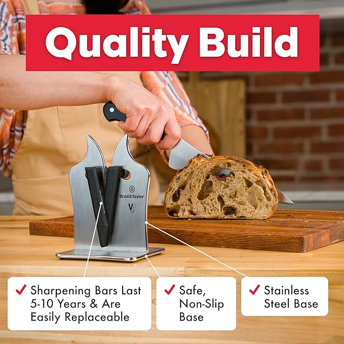 Brod & Taylor VG2 Professional Knife Sharpener | 3-Action Tungsten Carbide (Stainless Steel)