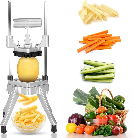 WICHEMI Commercial Chopper Vegetable Cutter Fruit Dicer Commercial Onion Chopper Professional Food Dicer Heavy Duty Stainless Steel Cutter for French Fry Tomato Potato Peppers Mushrooms (3/8")