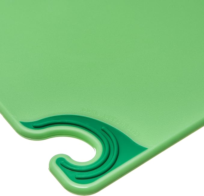 San Jamar Saf-T-Grip Cutting Board with Food Safety Hook for Kitchen, Restaurants, and Fast Food, Plastic, 18 x 24 x 0.5 Inches, Green, (Pack of 6)