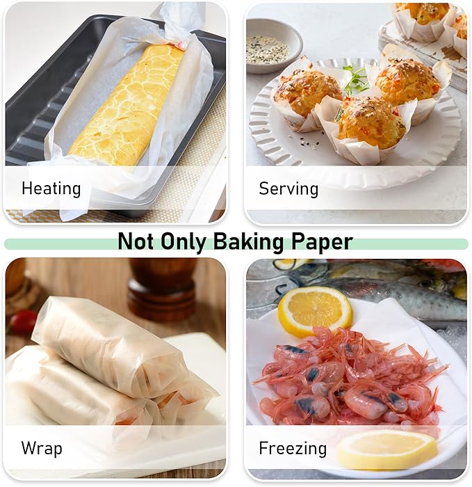 EcoDispose Non-Stick Precut Parchment Paper Baking Sheets Full Pan liner for Bake (16-3/8" x 24-3/9",White,200PCS)