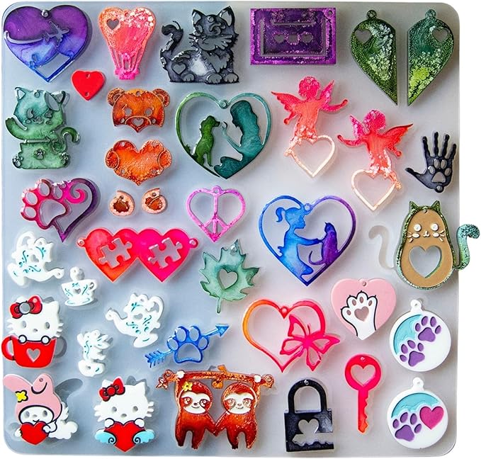 37PCS resin molds silicone hearts uv resin Epoxy Resin Molds silicone molds for resin Resin Molds Silicone Clearance Resin Mold for DIY Silicone Molds for Crafts Silicone Molds for Epoxy Resin