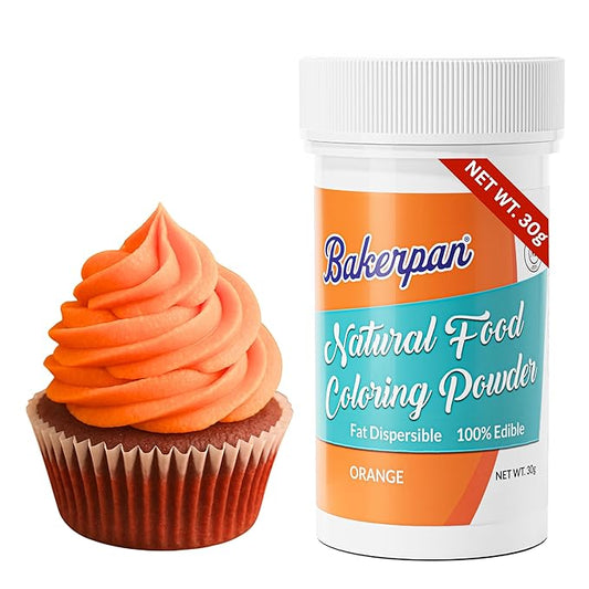 Bakerpan Orange Oil-Based Natural Food Coloring Powder for Baking - 30 g - Plant-Based, Dye-Free Coloring for Buttercream Frosting, Chocolate, Candy Color, Icing, Cakes