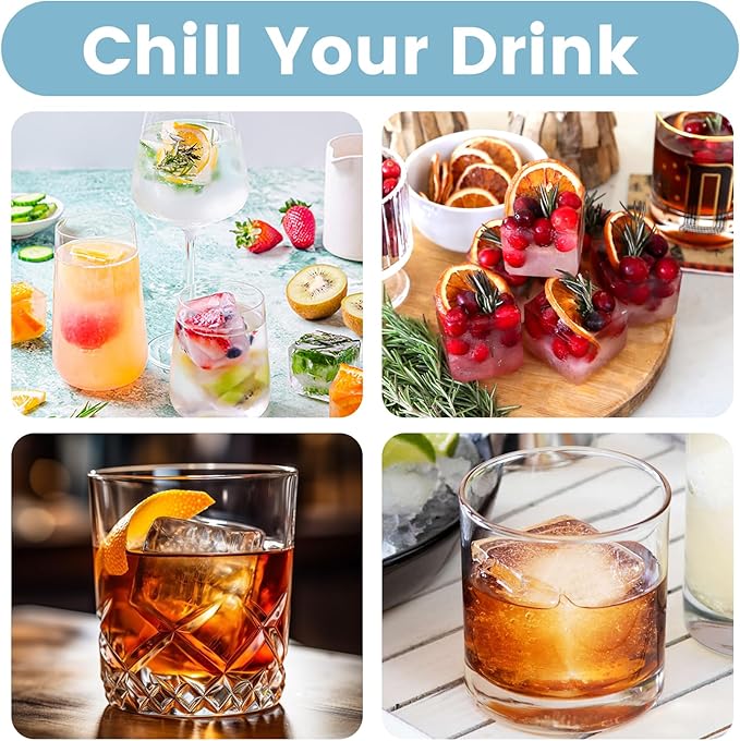 Large Silicone Ice Cube Tray 3Pack, SAWNZC Big Square Ice Cube Molds for Whisky Cocktail, Ice Maker Tray with Lid for Freezer, Easy Release (3, Blue+Green+Pink)