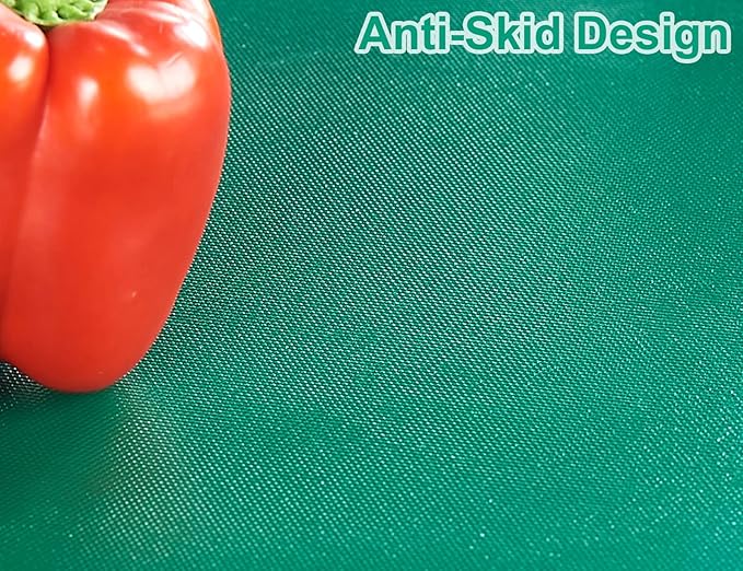 CURTA Cutting Boards for Kitchen, 18" x 12" x 0.5" Green Color Coded Plastic Chopping Board with Anti Slip Surface Dishwasher Safe