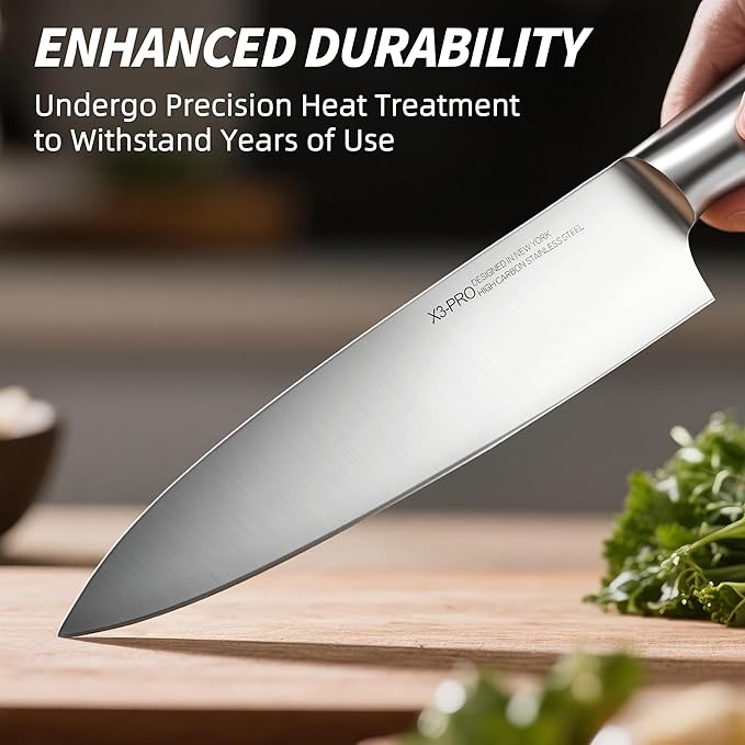 Kitchen Knife Set 14 Piece Premium Japanese High Carbon Stainless Steel Knife Block Sets with Built-in Sharpener, Razor Sharp Knives Set for Kitchen, Quality Acacia Wood Block Knife Set
