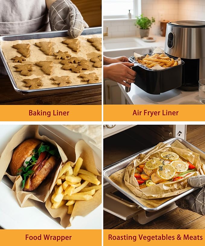 200 Pcs Parchment Paper Sheets, 12x16.5 Inch Precut Non-Stick Unbleached Parchment for Baking, Cookie, Cooking and Bread, Fits Half Sheet Pans