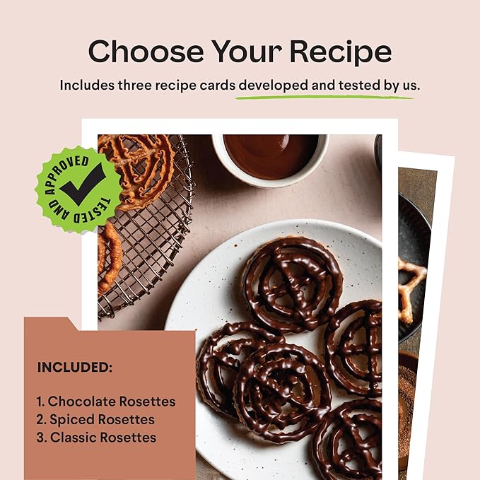 Swedish Rosettes Cooking Gift Set | Bunuelos Mold Baking Gifts for Mom Rosettes Iron Set with Handle for Chefs Funnel Cake Kit for Scandinavian Cookies and Traditional Waffle Present for Mom