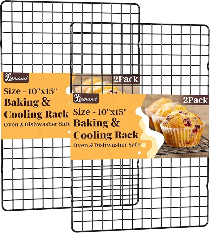 Cooling Racks for Cooking and Baking - 2 PCS 10" x 15" Grid Wire Baking Rack for Oven Cooking, Baking, Grilling, Roasting - Dishwasher Safe Bacon Rack - Fits Jelly Roll Cookie Sheet Pan