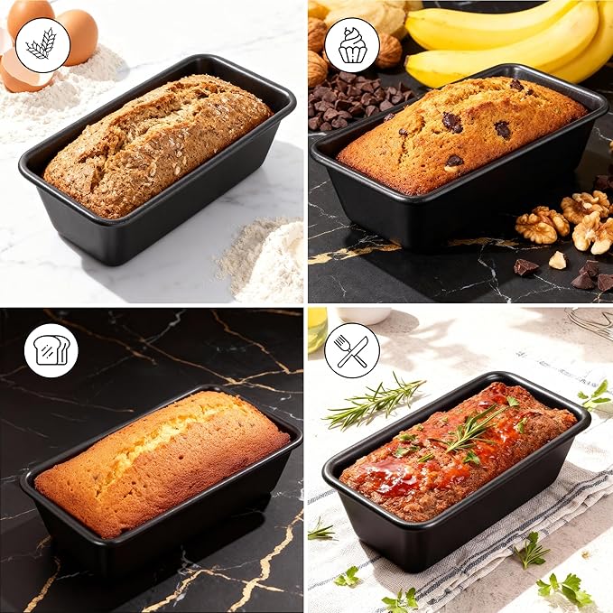 Wrenbury Pro 1lb Bread Loaf Pan 8x4 - Loaf Tins for Baking Non Stick - Toughened Heavy Gauge - 10 Year Guarantee - Banana Bread Loaf Pan