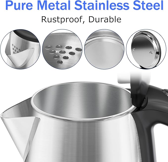 Stariver 2.5L Large Electric Kettle, BPA Free Stainless Steel Water Heater, Fast Boil Electric Tea Kettle, Water Boiler with Auto Shut-Off & Boil-Dry Protection for Family (10-12 Cups)