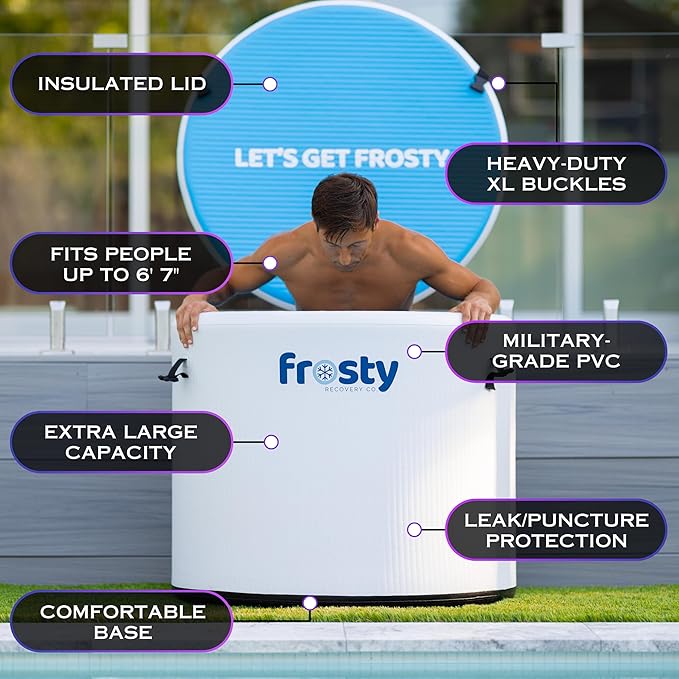 Ice Pod Pro Cold Plunge - Inflatable Ice Tub for Cold Water Therapy - Pro Grade Cold Plunge with Water Chiller Compatibility - The Ice Pod Cold Plunge Tub for Ice Bath & Ice Plunge (Light Gray)