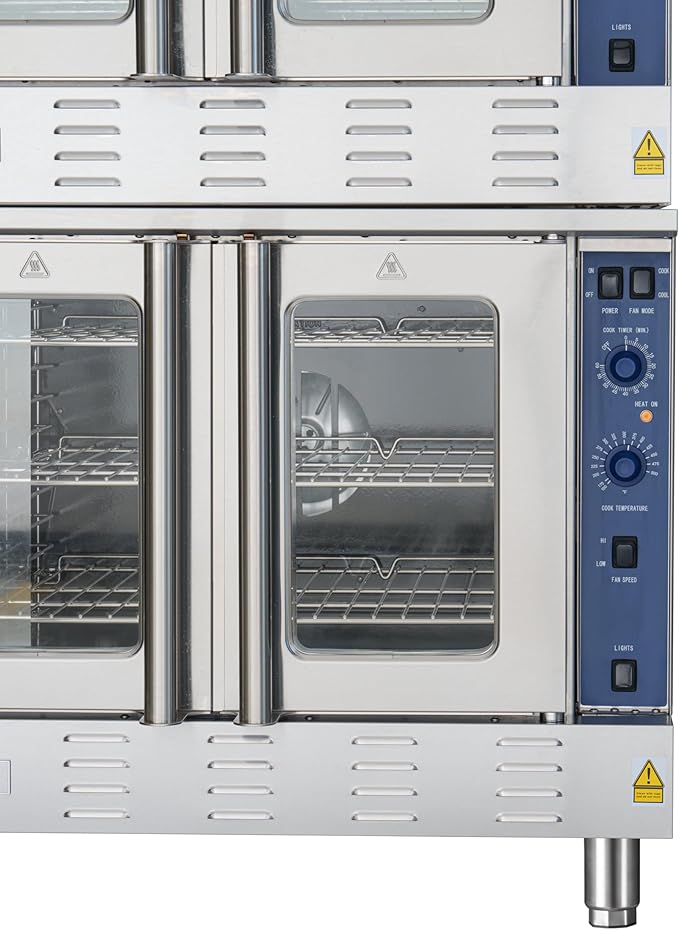 KoolMore 38 in. Full-Size Double Commercial Liquid Propane Convection Oven 108,000 BTU With Stacking And Casters in Stainless-Steel (KM-DCCO54-LPC)