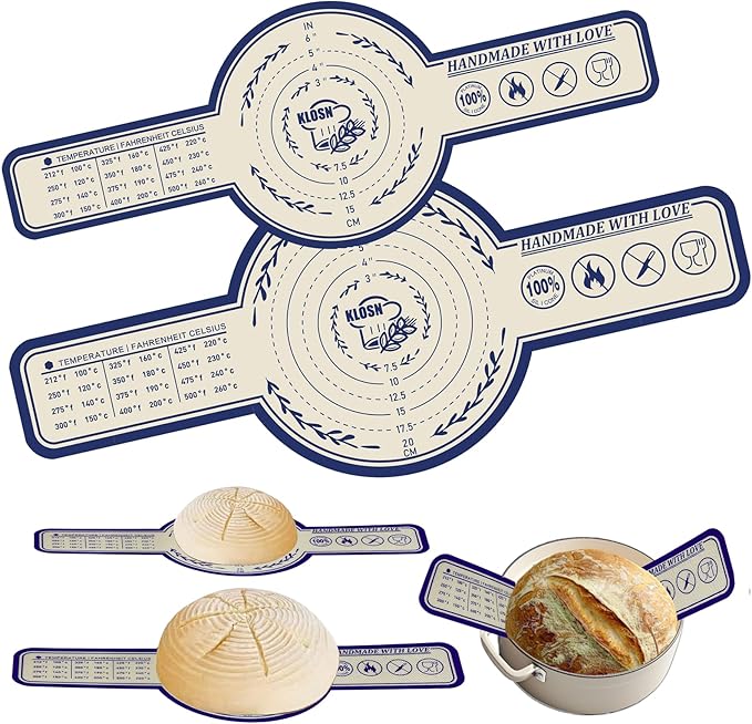 Silicone Bread Sling for Dutch Oven, 2 Pack (8" Round) – Non-Stick & 500°F Heat Resistant Sourdough Mat, Easy to Clean, Reusable Food-Grade Sourdough Slings – Fits 5 qt and up Dutch Ovens