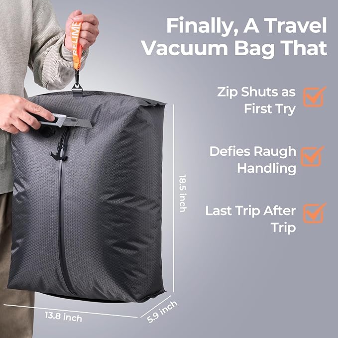 Classic Series Vacuum Bags for Travel Luggage(2 PC No Pump), Compression Bags for Carry On Suitcases and Backpack, Vacuum Seal Packing cube for Cloth Packing