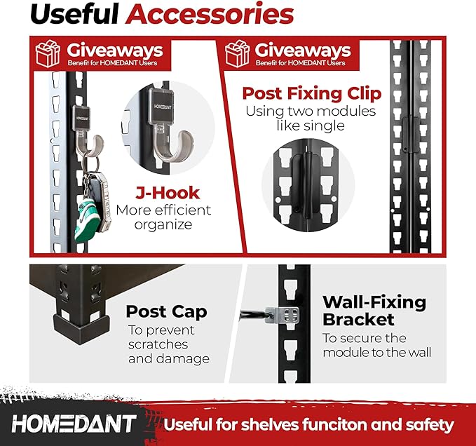 HOMEDANT 5-Tier Laminated Boltless Heavy Duty Metal Shelving Unit Adjustable Garage Storage Utility Rack Shelves Organization Multipurpose Shelf Warehouse Industrial 39.8" W x 18.2" D x 71.3" H 1Pack