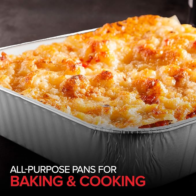 8x8 Foil Pans (10 Pack) 8 Inch Square Aluminum Pans - Foil Pans - Disposable Food Containers Great for Baking Cake, Cooking, Heating, Storing, Prepping Food