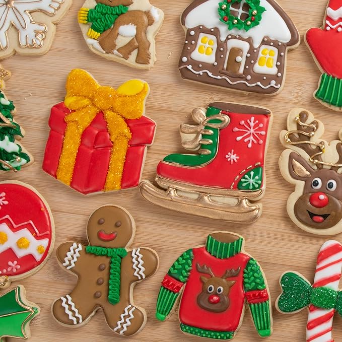Flycalf Christmas Cookie Cutter Gingerbread Man Biscuit Cutter Baking Molds with Plunger Stamps Holiday PLA Accessories Gifts Decorative Party 3" Kitchen Cake Supplies
