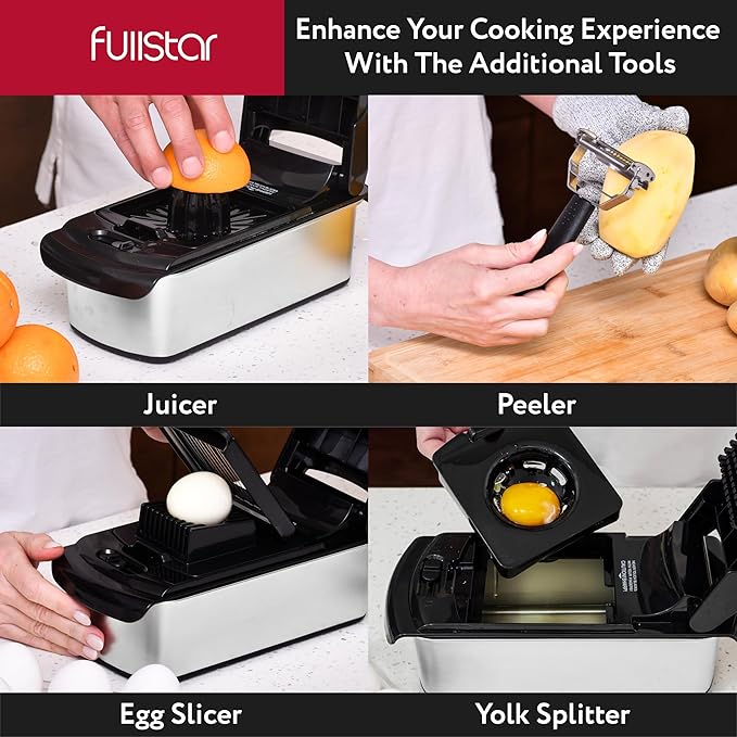 Fullstar The Original Pro Chopper - Vegetable Chopper and Spiralizer, Food Chopper with Container, Fruit Slicer, Kitchen Gadgets & Accessories, Home Essentials (9 in 1, Silver)