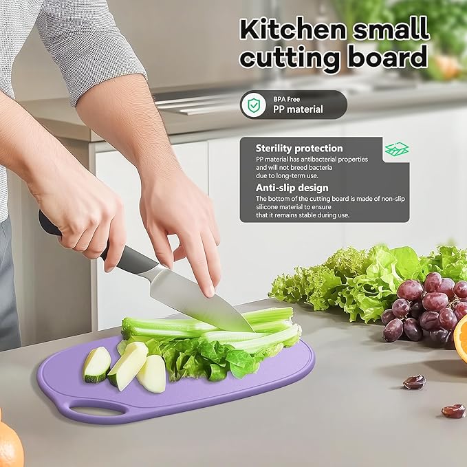 Li&Zhao Plastic Cutting Boards for Kitchen - Chopping Board Small Cutting Board for Meat Cutting Mats for Kitchen Cooking(Purple)