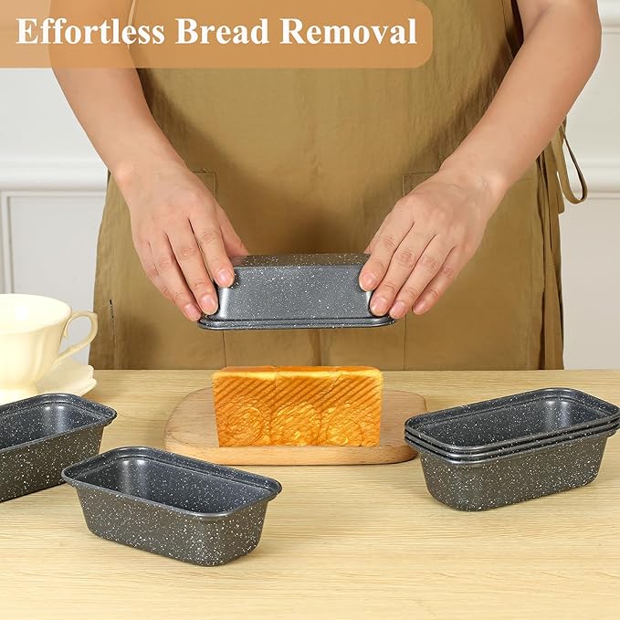 Mini Loaf Pan, 6x3 Inch Nonstick Bread Pans for Baking, Oven & Air Fryer Safe Small Banana Bread & Meatloaf Pan, Carbon Steel Baking Tins for Homemade Bread (Mini Loaf Pan(6-pack))