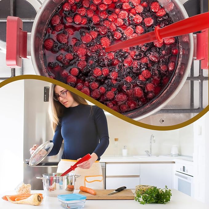 Meat Masher, 5 Curve Blade Hamburger Chopper, Heat Resistant Meat Masher for Ground Beef, Mix and Chop Kitchen Tool, Food Smasher Tool for Hamburger, Beef, Potato, Tomato, Avocado (Red)
