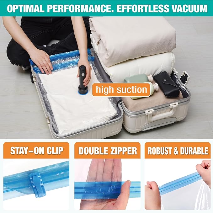 Vacuum Storage Bags with Electric Pump, 25 Pack Space Saver Bags Vacuum Seal Bags with Pump, Vacuum Sealer Bags for Clothes, Comforters, Blankets, Bedding