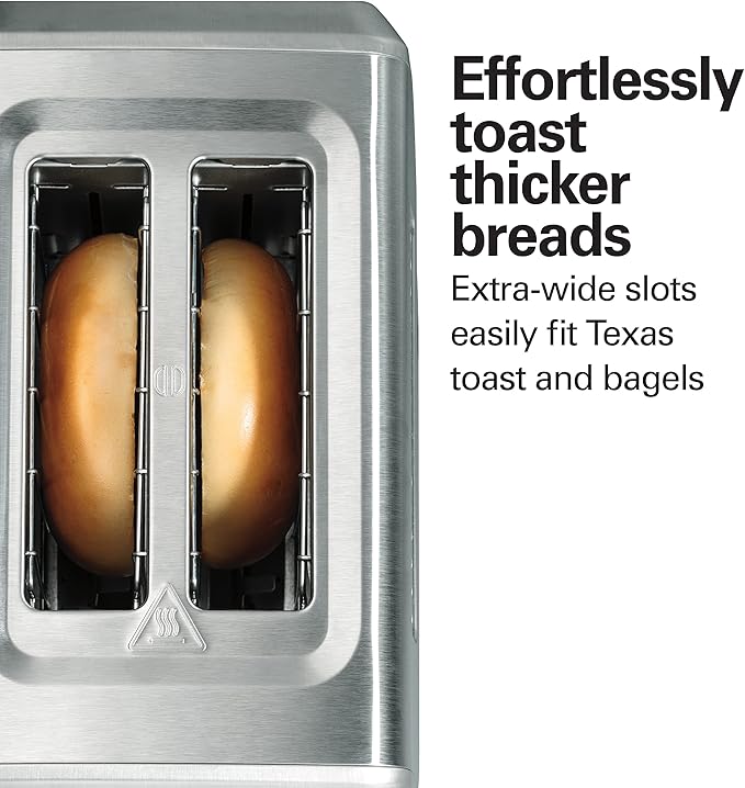 Hamilton Beach 2 Slice Toaster with Extra-Wide Slots, Bagel Setting, Toast Boost, Slide-Out Crumb Tray, Auto-Shutoff & Cancel Button, Defrost Function, Stainless Steel (22794) (Pack of 2)