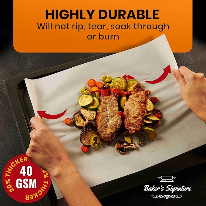 220 Pcs 12x16 In Parchment Paper Sheets by Baker's Signature | Heavy-Duty Precut Non-Stick Sheets