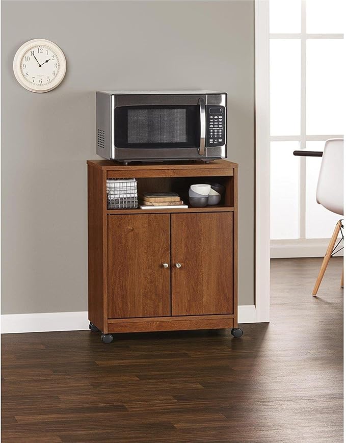 Ameriwood Home Landry Kitchen Microwave Cart, Brown Oak