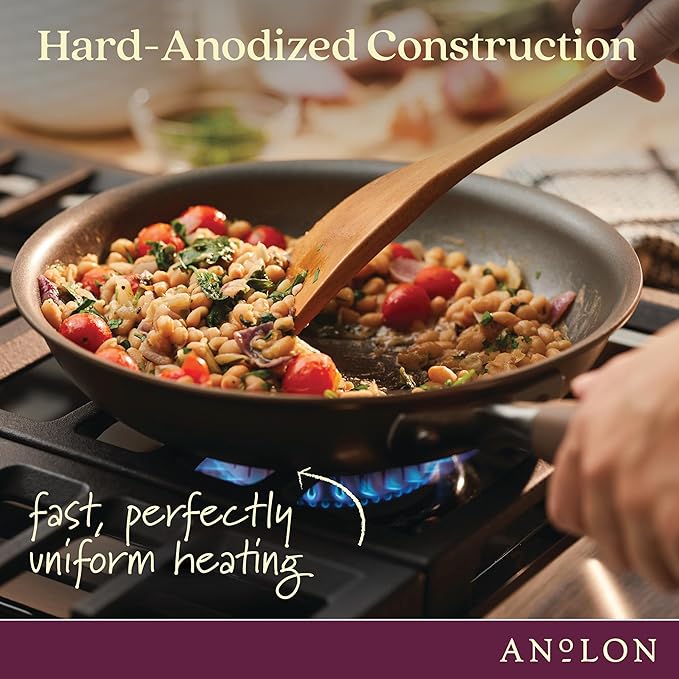 Anolon Advanced Home Hard Anodized Nonstick Cookware/Pots and Pans Set, 9 Piece - Bronze