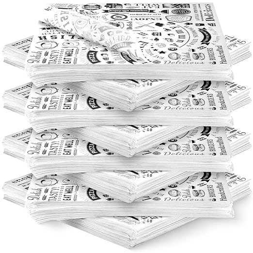 1000 Pcs 12 x 12 Inch Deli Wax Paper Sheets Grease Resistant Tray Basket Liners Newsprint Paper Water and Grease Proof Sandwich Wrapping Square Hot Dog Wrappers for Food Baking (White)