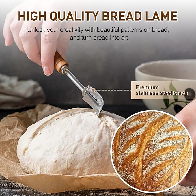 Banneton Bread Proofing Basket, Round and Oval Sourdough Starter Kit with Two Bread Slings and 27×19in Silicone Baking Mat Bread Making Tools Set, Gift for Family Lovers or Friends
