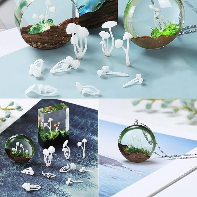 Woohome 12 PCS Mini Elk & Mushroom Resin Casting Moulds, 3D Art Craft Supplies Epoxy Moulds for Jewelry Making