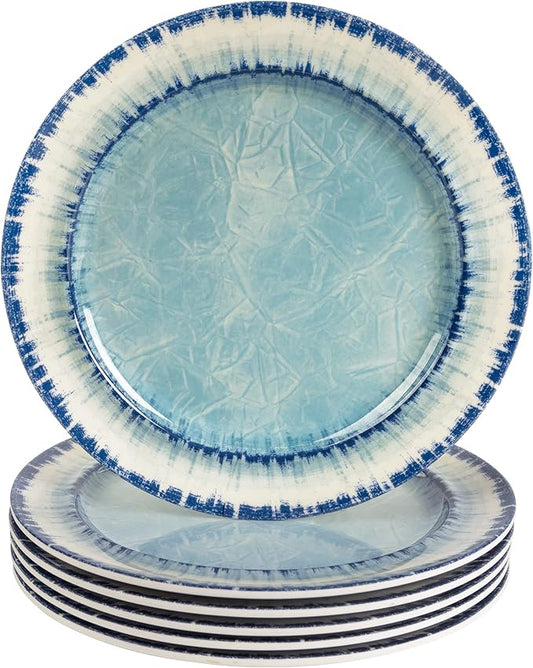 AELS Melamine Dessert Plates Set of 6, 8.5 inch Small Dinner Plates for Indoor and Outdoor Use, Dishwasher Safe, Lightweight Unbreakable, BPA Free, Light Blue