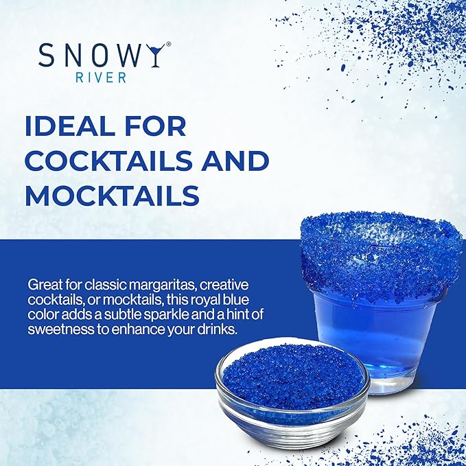 Snowy River Royal Blue, Cocktail & Margarita Sugar Rimmer - Vibrant Color Glass Rimming Sugar with Medium Crystal Texture - 80oz