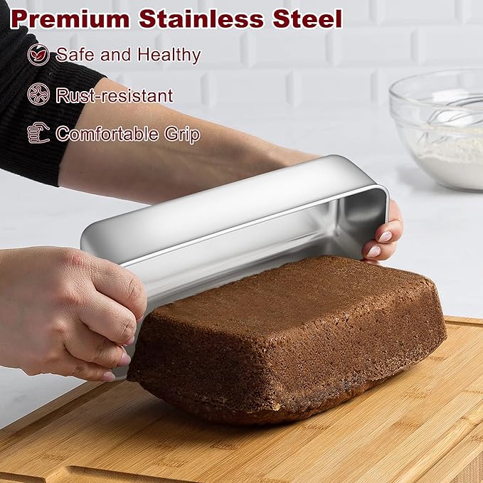 LIANYU 2 Pack Large Baking Loaf Pans Set, 12x5 Inch Stainless Steel Bread Pans, Metal Bakeware Set for Meatloaf, Sourdough Bread, Brownies, Healthy & Sturdy, Dishwasher & Oven Safe