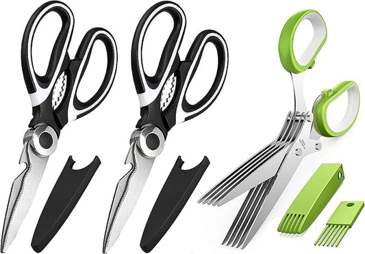 Kitchen Scissors 3 Pack - Replacement - Stainless Steel Cooking Shears for Cutting Meat, Food, Fish, Poultry Multipurpose Sharp Sissors for Dishwasher Safe, 8.3 Inch