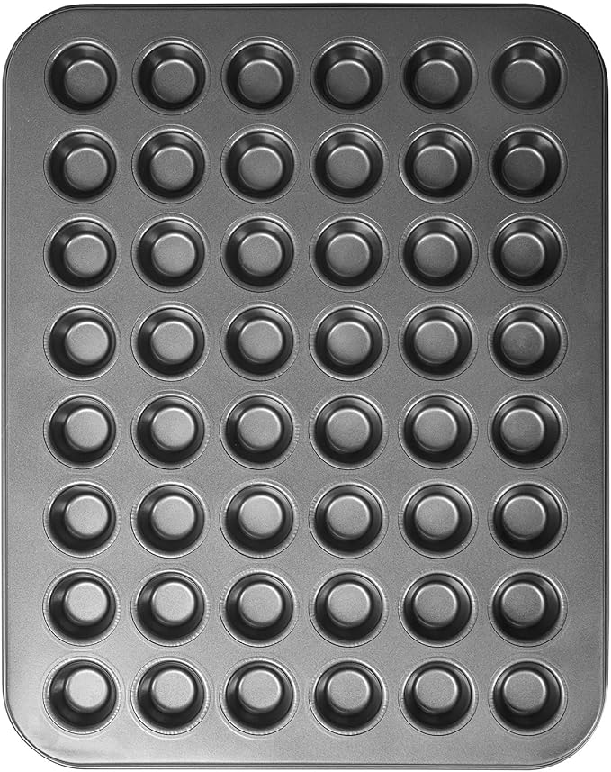1-Piece 48 Cup Steel Muffin Pan – Non-Stick Mini Cupcake Pan, Bakeware Mini Muffin Tin, Dishwasher Safe(Round)