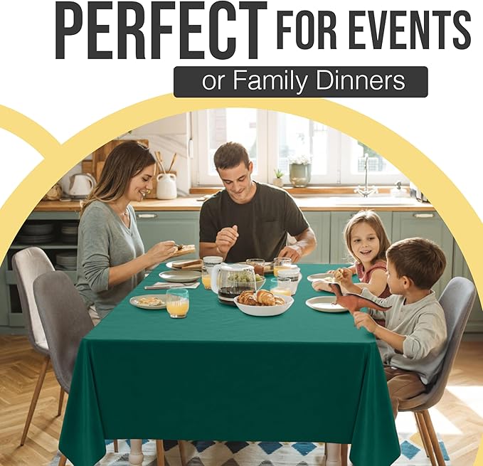 Exquisite 66% Thicker Premium Plastic Table Cloth Rectangle Table Cover 0.5 Mil 12 Pack Dark Green Table Cloth 54 Inch x 108 Inch Disposable Tablecloth Won't Tear Easily Like Cheap Thin Brands