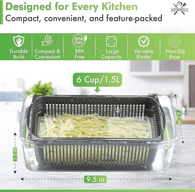 16-in-1 Vegetable Chopper with 8 Blades, Veggie Slicer & Dicer, Food Chopper with Container & Lid, Onion Chopper, Salad Chopper