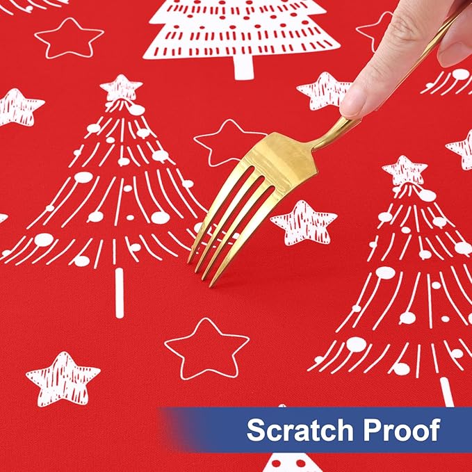 homing Rectangle Table Cloth Cover, Waterproof Polyester Elastic Fitted Tablecloth, Fits for 8 Foot Folding Tables, Washable Table Protector for Christmas, Holiday, Party (Christmas Tree, 30" x 96")