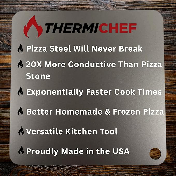 ThermiChef 14" by 20" Pizza Steel (1/4" Thickness) - Multipurpose Cooking Steel for Ovens & Grills - Made in the USA