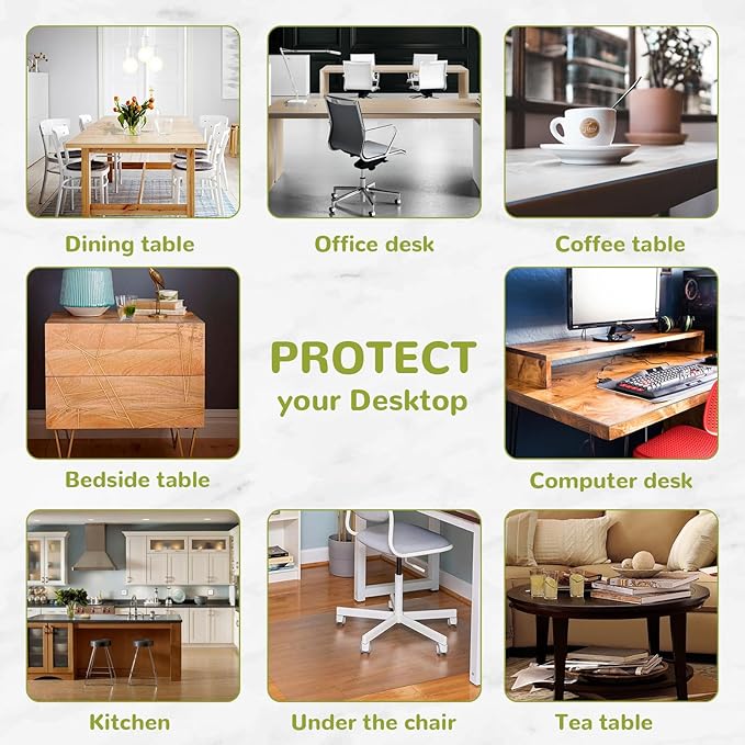 36 x 60 Inch Clear Table Cover Protector, Clear Table Protector for Dining Room, 1.5mm Plastic Table Cover, Waterproof Table Pad for Kitchen, Office